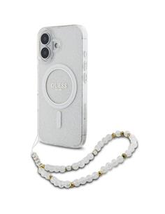 GUESS Funda Glitter Transparente Magsafe Con Colgador Perlas  Para Iphone 16