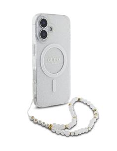 GUESS Funda Glitter Transparente Magsafe Con Colgador Perlas  Para Iphone 16