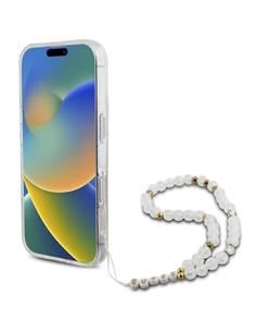 GUESS Funda Glitter Transparente Magsafe Con Colgador Perlas  Para Iphone 16