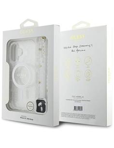 GUESS Funda Glitter Transparente Magsafe Con Colgador Perlas  Para Iphone 16