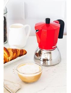 MONIX Cafetera italiana Induccion 3 Tazas Roja Inox