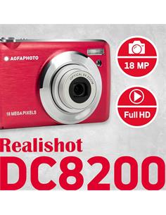 AGFAPHOTO Camara De Fotos Digital DC8200 Rojo 18Mp, Full HD Con Tarjeta 16Gb