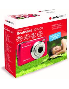 AGFAPHOTO Camara De Fotos Digital DC8200 Rojo 18Mp, Full HD Con Tarjeta 16Gb