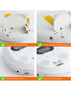 DENVER Reproductor CD Discman DMP-395W Blanco