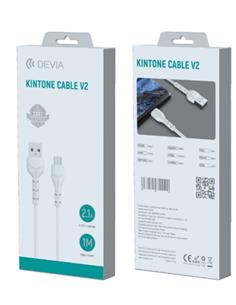 DEVIA Cable KINTONE USB-C a USB 2.1A, 1mtr Blanco