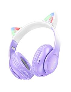 HOCO Auricular Casco Bluetooth Con Orejas Gato W42 Purpura Grape