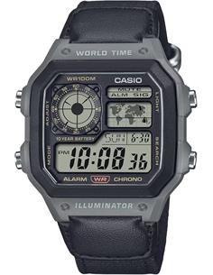 CASIO COLECCION AE-1200WHUB-8AVEF Reloj Digital ,Correa Tela Negra,Cronometro Funcion Hora Mundial