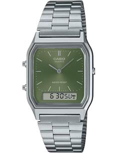 CASIO COLECCION AQ-230A-3AMQYES Reloj Digital/Analogico Correa Plateado Esfera Verde Cronometro