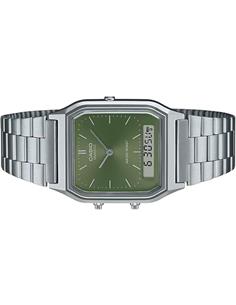 CASIO COLECCION AQ-230A-3AMQYES Reloj Digital/Analogico Correa Plateado Esfera Verde Cronometro