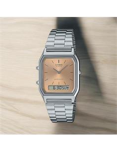 CASIO COLECCION AQ-230A-4AMQYES Reloj Digital/Analogico Correa Plateado Marron, Cronometro