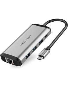 VENTION Hub 9 En 1 Tipo C/M a 2xUsb/1xTipo C/1x RJ45/1xHdmi Lector Micro Sd Y SD/Jack 4K THAHB