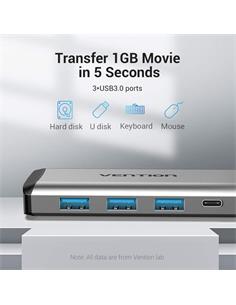 VENTION Hub 9 En 1 Tipo C/M a 2xUsb/1xTipo C/1x RJ45/1xHdmi Lector Micro Sd Y SD/Jack 4K THAHB