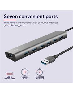 TRUST Hub 7xUsb 3.2 Gen 1 Halyx Con Toma TIpo C Para Alimentarlo (Alimentador No Incluido)