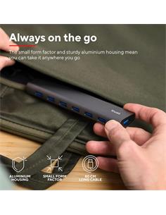 TRUST Hub 7xUsb 3.2 Gen 1 Halyx Con Toma TIpo C Para Alimentarlo (Alimentador No Incluido)