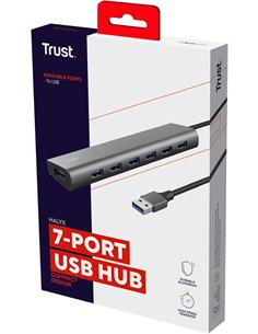 TRUST Hub 7xUsb 3.2 Gen 1 Halyx Con Toma TIpo C Para Alimentarlo (Alimentador No Incluido)