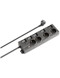 NIMO Regleta 4 Tomas Schuko Con Interruptores Individuales+ Usb A/Tipo C MEL280 Negro