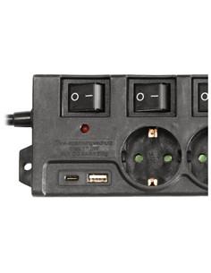 NIMO Regleta 4 Tomas Schuko Con Interruptores Individuales+ Usb A/Tipo C MEL280 Negro