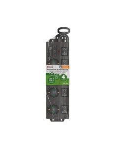 NIMO Regleta 4 Tomas Schuko Con Interruptores Individuales+ Usb A/Tipo C MEL280 Negro