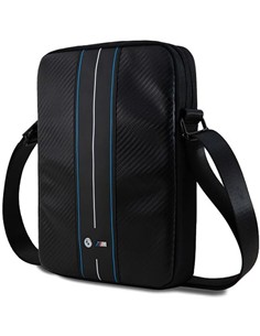 BMW Bandolera Para Tableta 7/8"Negra Con Raya Azul Blanca