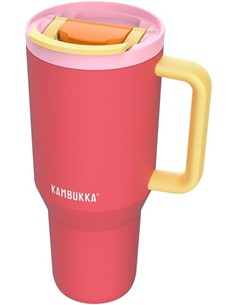 KAMBUKKA Termo Con Asa TUMBLER 950ml Con Pajita 24h En Frio Color Rosa Papaya