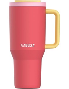 KAMBUKKA Termo Con Asa TUMBLER 950ml Con Pajita 24h En Frio Color Rosa Papaya