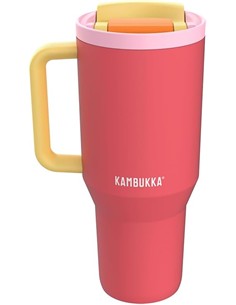 KAMBUKKA Termo Con Asa TUMBLER 950ml Con Pajita 24h En Frio Color Rosa Papaya