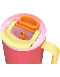 KAMBUKKA Termo Con Asa TUMBLER 950ml Con Pajita 24h En Frio Color Rosa Papaya