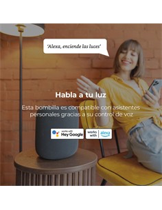 KSIX Bombilla Inteligente Smart Led Bulb 9W,806 Lumenes,E27 A60 Compatible Alexa Google Home