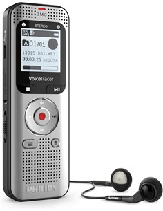PHILIPS Grabadora de Voz Digital DVT2015 Con 2 Microfonos,MP3,Radio Fm, 8Gb,Con Auriculares SEMBLEY