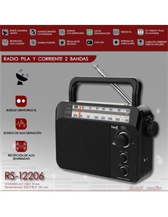 SAMI Radio AM/FM Pila/Corriente RS-12206,Pila y Corriente,Regulador de Tono