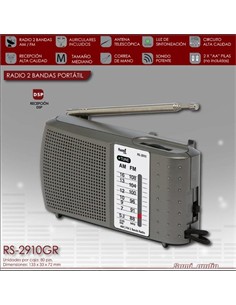 Sami RS-2910GR Radio AM-FM,Entrada Auricular, Pilas Gris