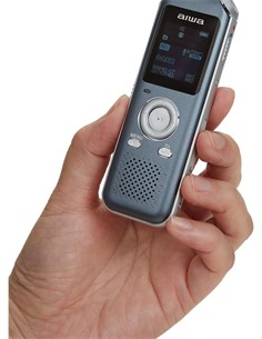 AIWA Grabadora de Voz Digital DVR-M700 3 Microfonos Radio Fm,Memoria 16Gb,Ranura Micro Sd,Act Voz