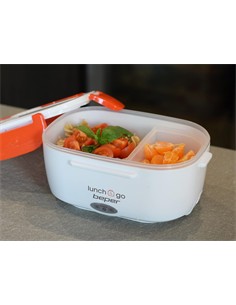 BEPER Fiambrera Electrica Con 2 Recipientes Extraibles 1000ml-450ml Con Cuchara 40W 220V Blanca Roja