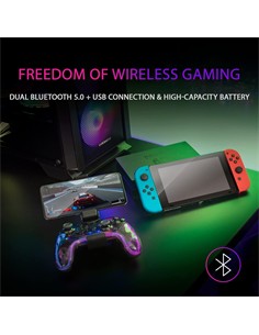MARSGAMING Mando Gamepad Bluetooth MGP-BT Para PC  Nintendo Switch Con Luces RGB Neon,Cable Usb C