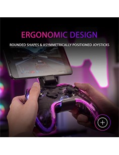 MARSGAMING Mando Gamepad Bluetooth MGP-BT Para PC  Nintendo Switch Con Luces RGB Neon,Cable Usb C