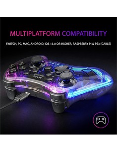 MARSGAMING Mando Gamepad Bluetooth MGP-BT Para PC  Nintendo Switch Con Luces RGB Neon,Cable Usb C