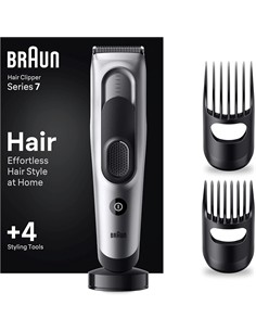 BRAUN Cortapelo 7 En 1 HC7390 Series 7 Recargable y Con Cable Lavable 4 Accesorios
