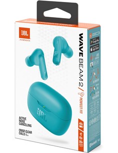 JBL Auricular Bluetooth WAVE BEAM 2 Azul Con Cancelacion De Ruido y Estuche de Carga
