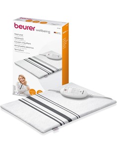 BEURER Almohadilla Electrica De Calor HK 25 40 x 30cm Con Funda de Algodon Blanca Rayas