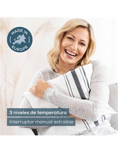BEURER Almohadilla Electrica De Calor HK 25 40 x 30cm Con Funda de Algodon Blanca Rayas