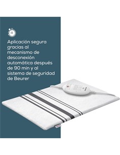BEURER Almohadilla Electrica De Calor HK 25 40 x 30cm Con Funda de Algodon Blanca Rayas