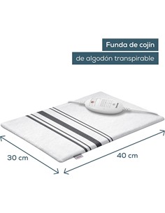 BEURER Almohadilla Electrica De Calor HK 25 40 x 30cm Con Funda de Algodon Blanca Rayas
