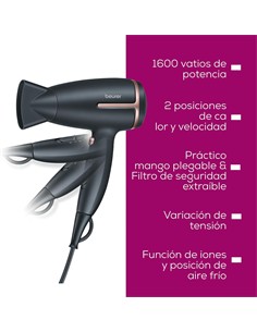 BEURER Secador de Pelo de Viaje STYLE PRO HC 25 1600W 100-120/220-240V Plegable