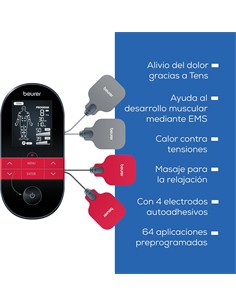 BEURER Electroestimulador Digital EM 59 Tens/EMS Con Funcion de Calor 64 Programas