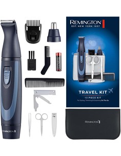 REMINGTON Recortadora de Barba + Corta Pelo Nariz, Oido NE3890 Kit de Viaje 13 Accesorios