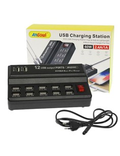 ANDOWL Regleta Cargador para 10 USB 60W 2.4A/1A Q-CD10P