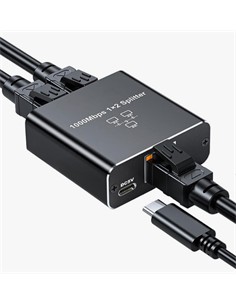 ANDOWL 1 POINT 2 Splitter 1 RJ45/H A 2X RJ45/H 1000Mbps Q-RJ113 Con Aimentacion Tipo C