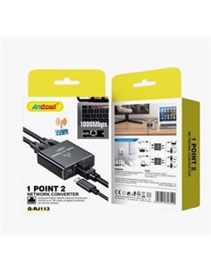 ANDOWL 1 POINT 2 Splitter 1 RJ45/H A 2X RJ45/H 1000Mbps Q-RJ113 Con Aimentacion Tipo C