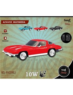 SAMI Altavoz Portatil Bluetooth Coche Deportivo Vintage Rojo RS-9101 Radio Fm, Usb, Micro Sd 10W