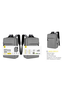 ONE PLUS Mochila Para Ordenador Portatil 15" R3233 Nylon Gris Con Conector Usb Para Carga Resis Agua